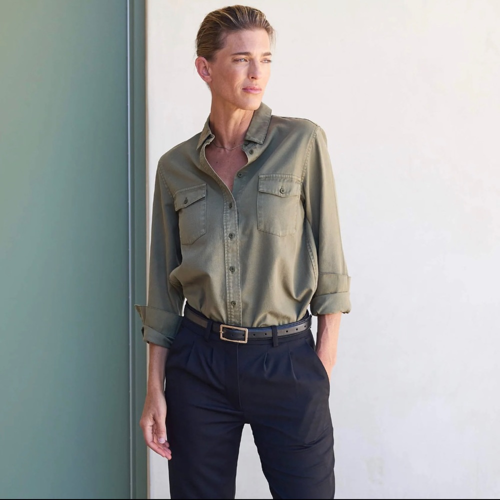 NWT AYR Olive “The Omega” Button-Down Shirt - PERFECT FALL XS